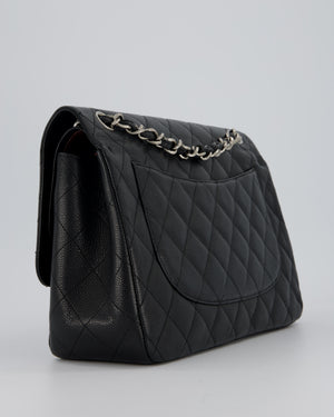 Chanel Jumbo Classic Double Flap Bag in Black Caviar Leather with Silver Hardware RRP £9,540