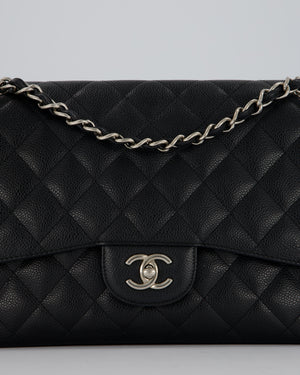 Chanel Jumbo Classic Double Flap Bag in Black Caviar Leather with Silver Hardware RRP £9,540