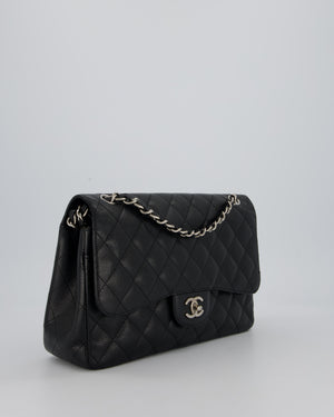 Chanel Jumbo Classic Double Flap Bag in Black Caviar Leather with Silver Hardware RRP £9,540
