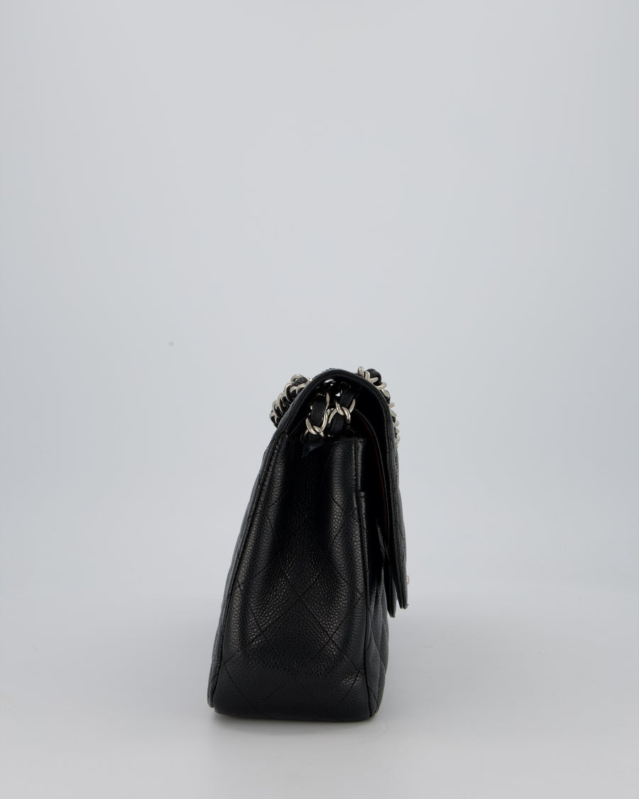 Chanel Jumbo Classic Double Flap Bag in Black Caviar Leather with Silver Hardware RRP £9,540