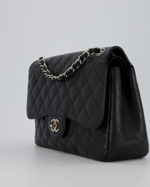 Chanel Jumbo Classic Double Flap Bag in Black Caviar Leather with Silver Hardware RRP £9,540