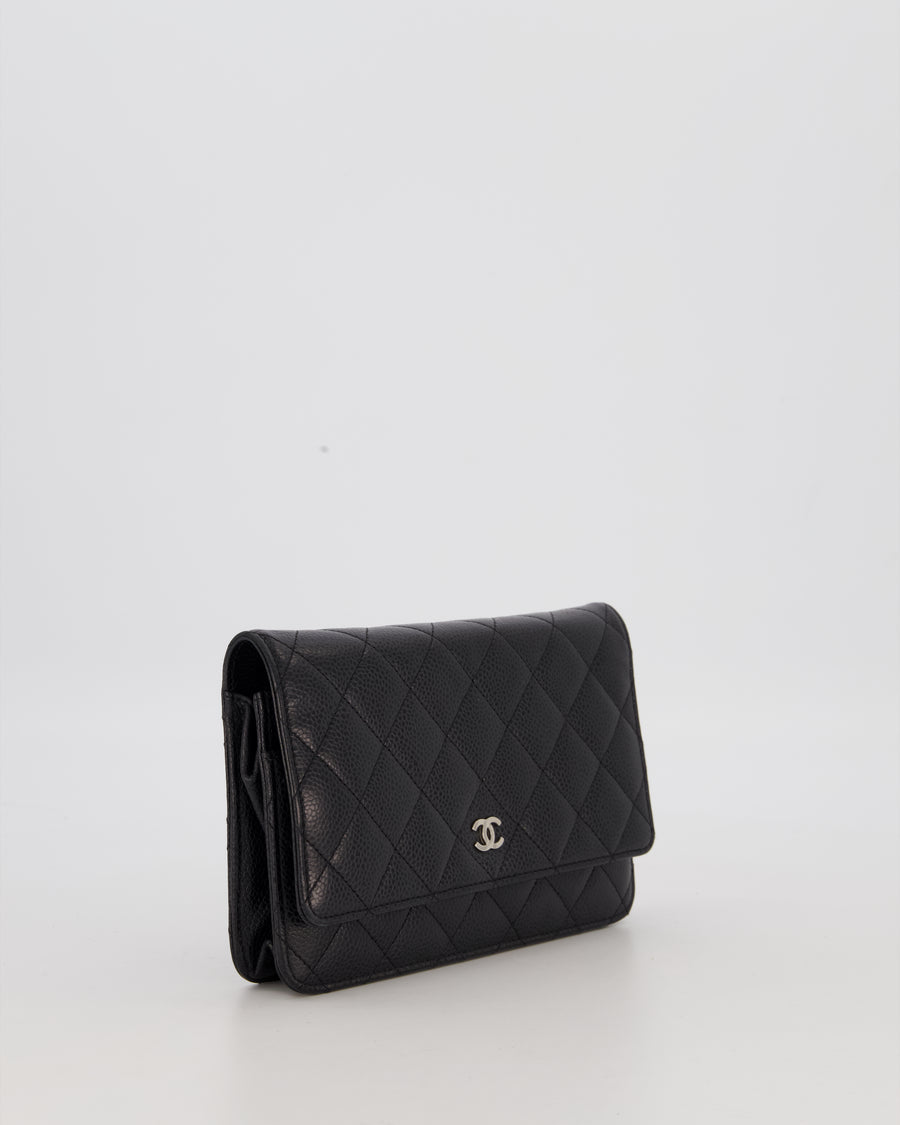 Chanel Wallet on Chain Bag in Black Caviar Leather with Silver Hardware