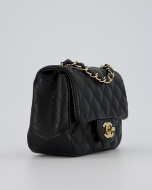 Chanel Mini Square Flap Bag In Black Caviar Leather With Gold Hardware
