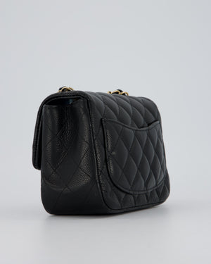 Chanel Mini Square Flap Bag In Black Caviar Leather With Gold Hardware