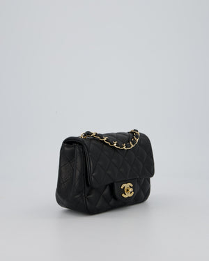 Chanel Mini Square Flap Bag In Black Caviar Leather With Gold Hardware