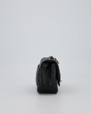 Chanel Mini Square Flap Bag In Black Caviar Leather With Gold Hardware
