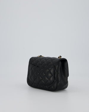 Chanel Mini Square Flap Bag In Black Caviar Leather With Gold Hardware