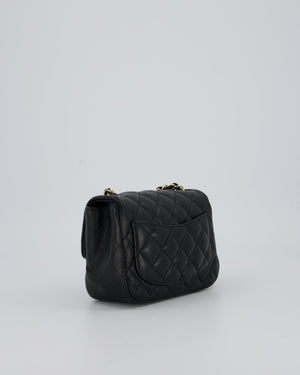 Chanel Mini Square Flap Bag In Black Caviar Leather With Gold Hardware