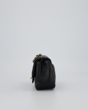 Chanel Mini Square Flap Bag In Black Caviar Leather With Gold Hardware