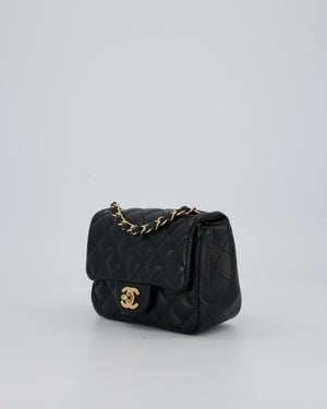Chanel Mini Square Flap Bag In Black Caviar Leather With Gold Hardware