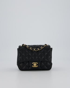 Chanel Mini Square Flap Bag In Black Caviar Leather With Gold Hardware