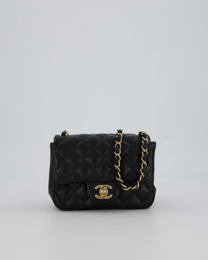 Chanel Mini Square Flap Bag In Black Caviar Leather With Gold Hardware