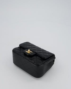 Chanel Mini Square Flap Bag In Black Caviar Leather With Gold Hardware