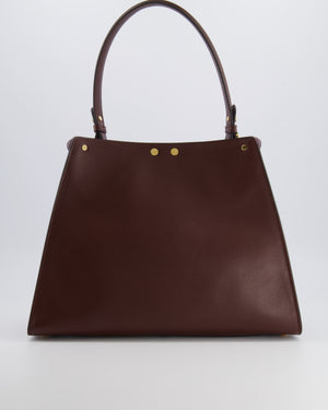 Fendi Way Medium Tote Bag in Dark Brown Leather with Lilac Suede Interior and Gold Hardware