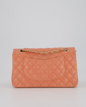 Chanel Peach Pink Medium Classic Double Flap Bag in Lambskin Leather with Champagne Gold Hardware