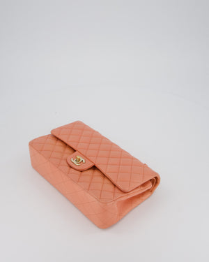 Chanel Peach Pink Medium Classic Double Flap Bag in Lambskin Leather with Champagne Gold Hardware