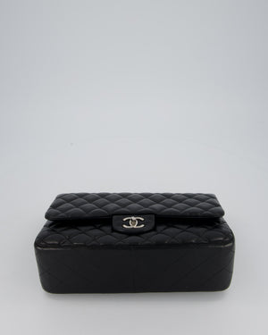 Chanel Black Jumbo Classic Double Flap Bag in Lambskin Leather with Silver Hardware