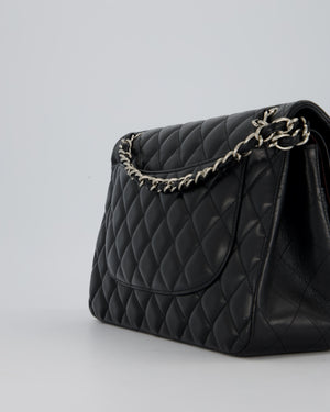 Chanel Black Jumbo Classic Double Flap Bag in Lambskin Leather with Silver Hardware