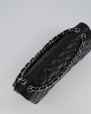 Chanel Black Jumbo Classic Double Flap Bag in Lambskin Leather with Silver Hardware