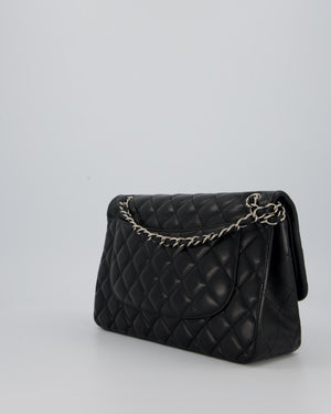 Chanel Black Jumbo Classic Double Flap Bag in Lambskin Leather with Silver Hardware