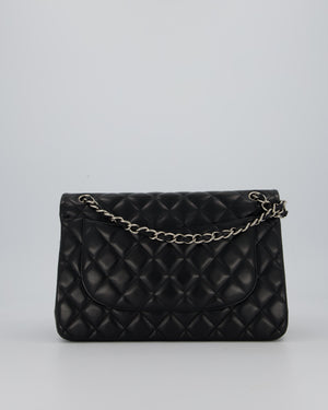 Chanel Black Jumbo Classic Double Flap Bag in Lambskin Leather with Silver Hardware