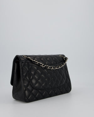 Chanel Black Jumbo Classic Double Flap Bag in Lambskin Leather with Silver Hardware