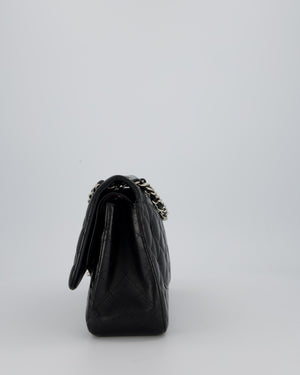 Chanel Black Jumbo Classic Double Flap Bag in Lambskin Leather with Silver Hardware