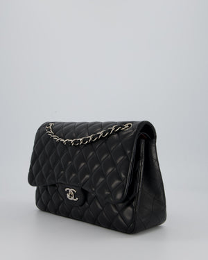 Chanel Black Jumbo Classic Double Flap Bag in Lambskin Leather with Silver Hardware