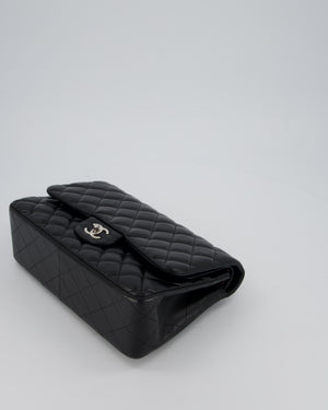 Chanel Black Jumbo Classic Double Flap Bag in Lambskin Leather with Silver Hardware