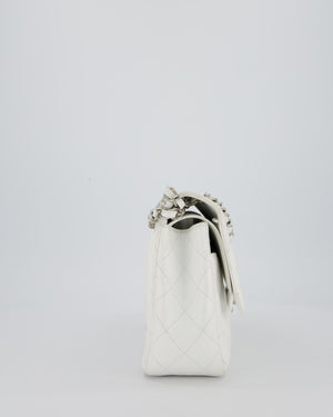 Chanel Jumbo Classic Double Flap Bag in White Caviar Leather with Silver Hardware