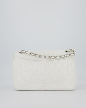 Chanel Jumbo Classic Double Flap Bag in White Caviar Leather with Silver Hardware