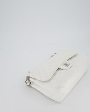 Chanel Jumbo Classic Double Flap Bag in White Caviar Leather with Silver Hardware