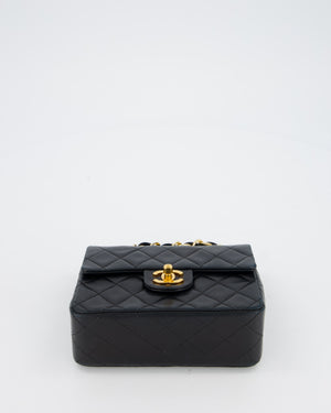 Chanel Black Mini Square Top Handle Bag in Lambskin Leather with 24K Gold Hardware