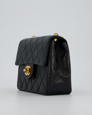 Chanel Black Mini Square Top Handle Bag in Lambskin Leather with 24K Gold Hardware