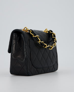 Chanel Black Mini Square Top Handle Bag in Lambskin Leather with 24K Gold Hardware