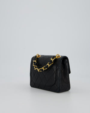 Chanel Black Mini Square Top Handle Bag in Lambskin Leather with 24K Gold Hardware