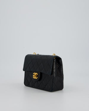 Chanel Black Mini Square Top Handle Bag in Lambskin Leather with 24K Gold Hardware