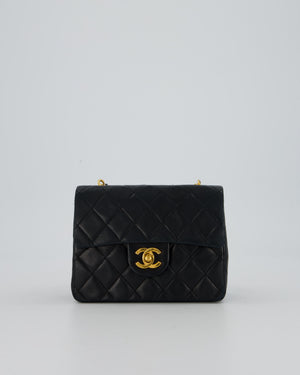Chanel Black Mini Square Top Handle Bag in Lambskin Leather with 24K Gold Hardware