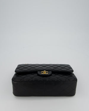 Chanel Black Jumbo Classic Double Flap Bag in Lambskin Leather with Gold Hardware