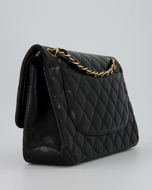 Chanel Black Jumbo Classic Double Flap Bag in Lambskin Leather with Gold Hardware