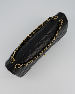 Chanel Black Jumbo Classic Double Flap Bag in Lambskin Leather with Gold Hardware