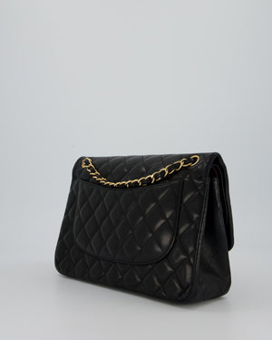 Chanel Black Jumbo Classic Double Flap Bag in Lambskin Leather with Gold Hardware