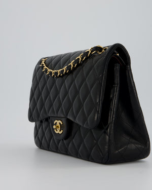Chanel Black Jumbo Classic Double Flap Bag in Lambskin Leather with Gold Hardware