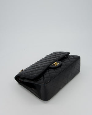 Chanel Black Jumbo Classic Double Flap Bag in Lambskin Leather with Gold Hardware