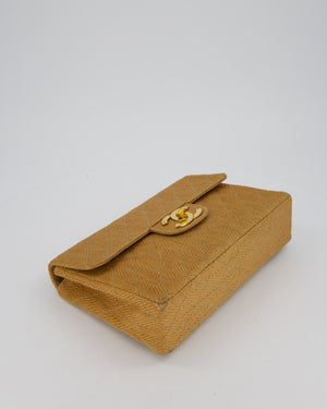 Chanel Vintage Beige Woven Large Raffia Mademoiselle CC Bag with Gold Hardware