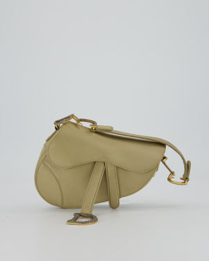 Christian Dior Light Gold Mini Saddle Bag in Satin with Diamante Crystal Hardware
