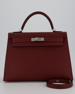 Hermès Kelly 32 Sellier Bag in Rouge H Swift Leather with Palladium Hardware