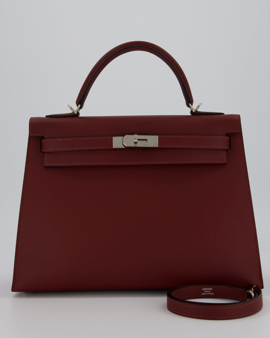 Hermès Kelly 32 Sellier Bag in Rouge H Swift Leather with Palladium Hardware