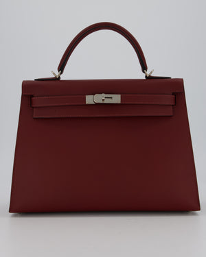 Hermès Kelly 32 Sellier Bag in Rouge H Swift Leather with Palladium Hardware