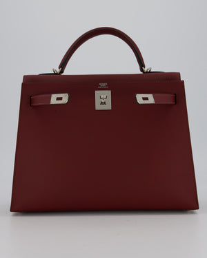 Hermès Kelly 32 Sellier Bag in Rouge H Swift Leather with Palladium Hardware